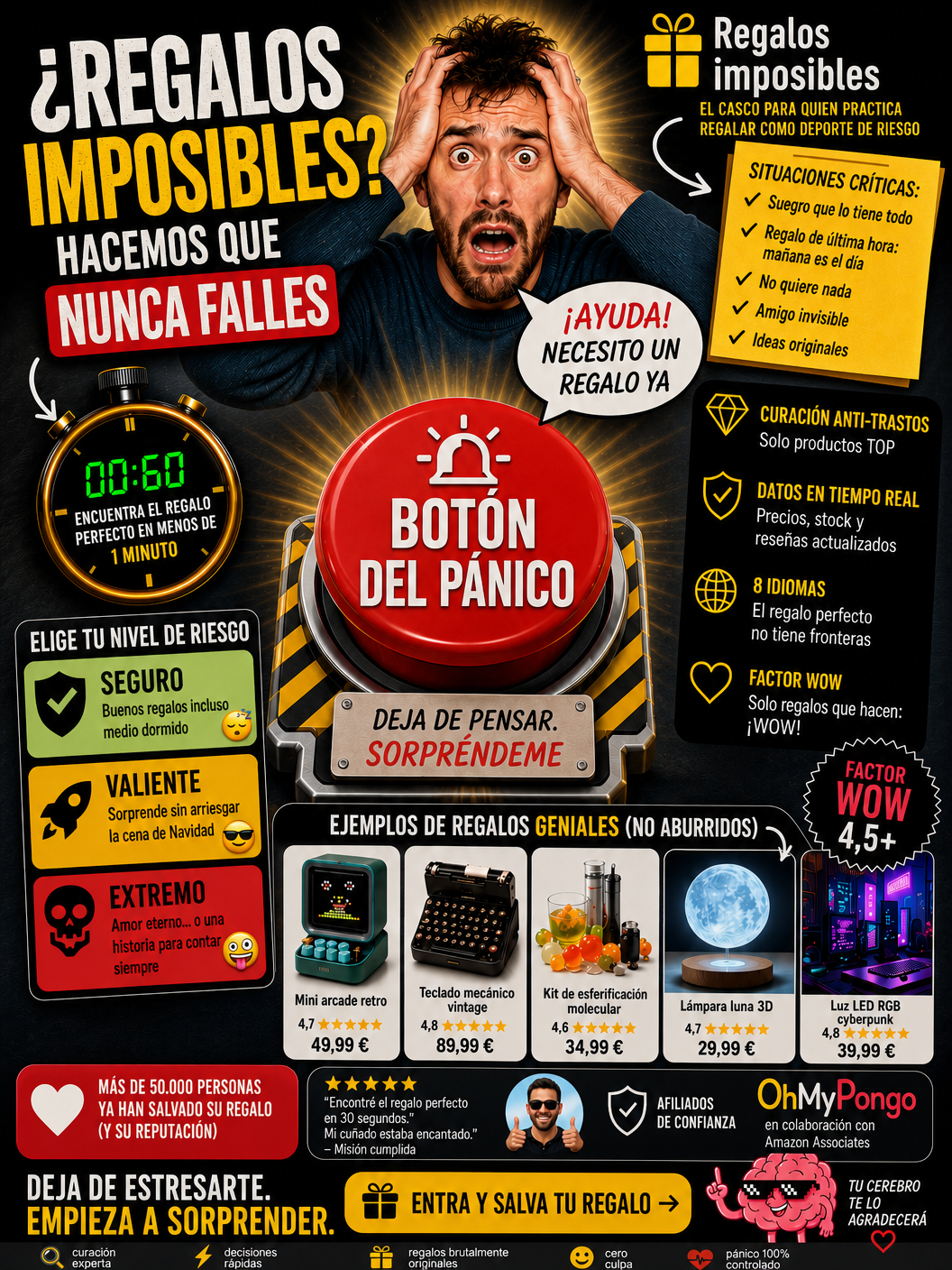 Cartel promocional Regalos Imposibles con botón del pánico