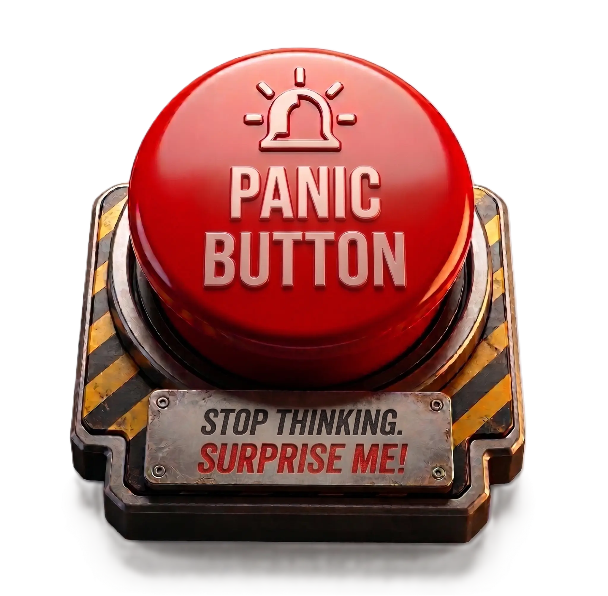 Red OhMyPongo Panic Button: Stop thinking, surprise me